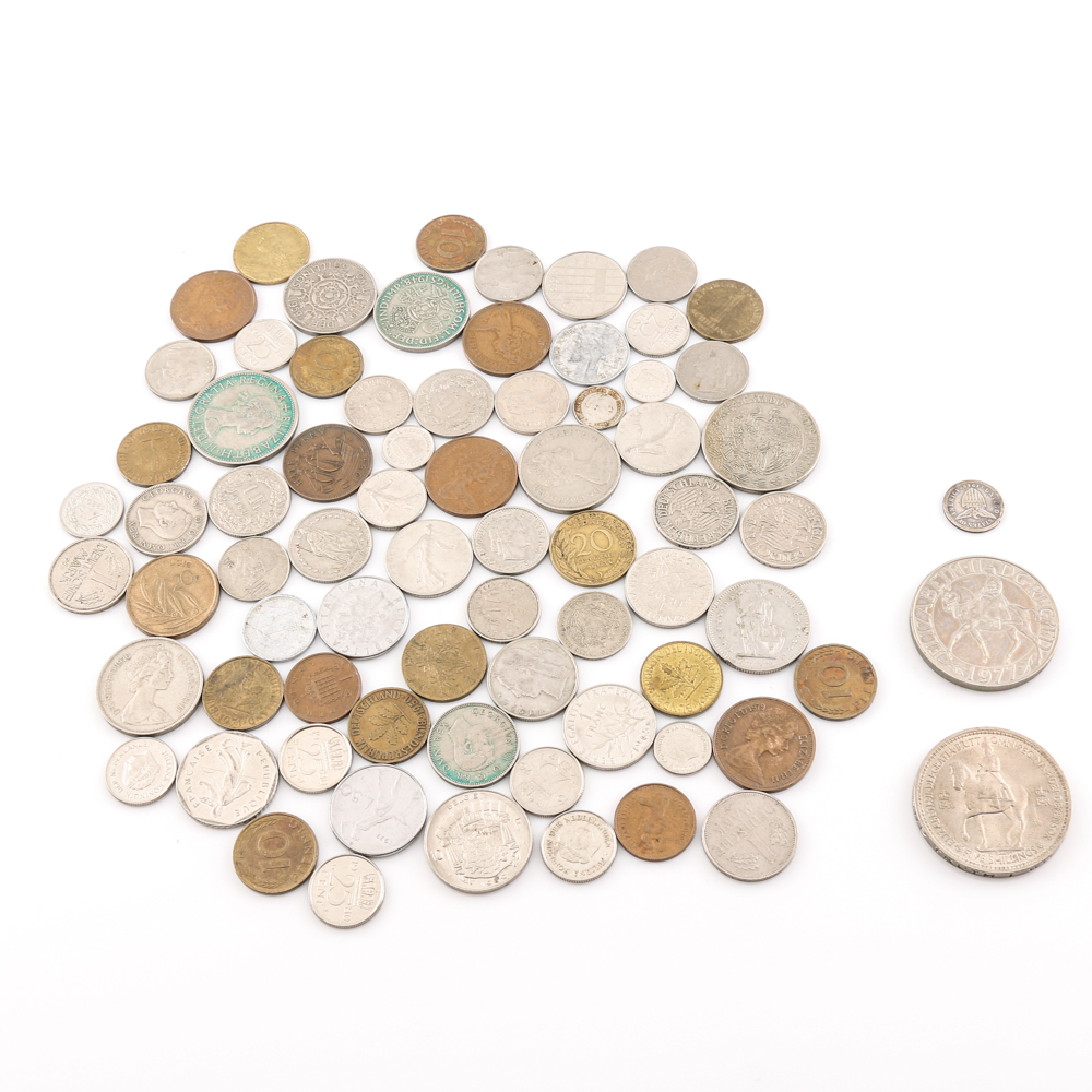 Group of 74 Different Foreign Coins
