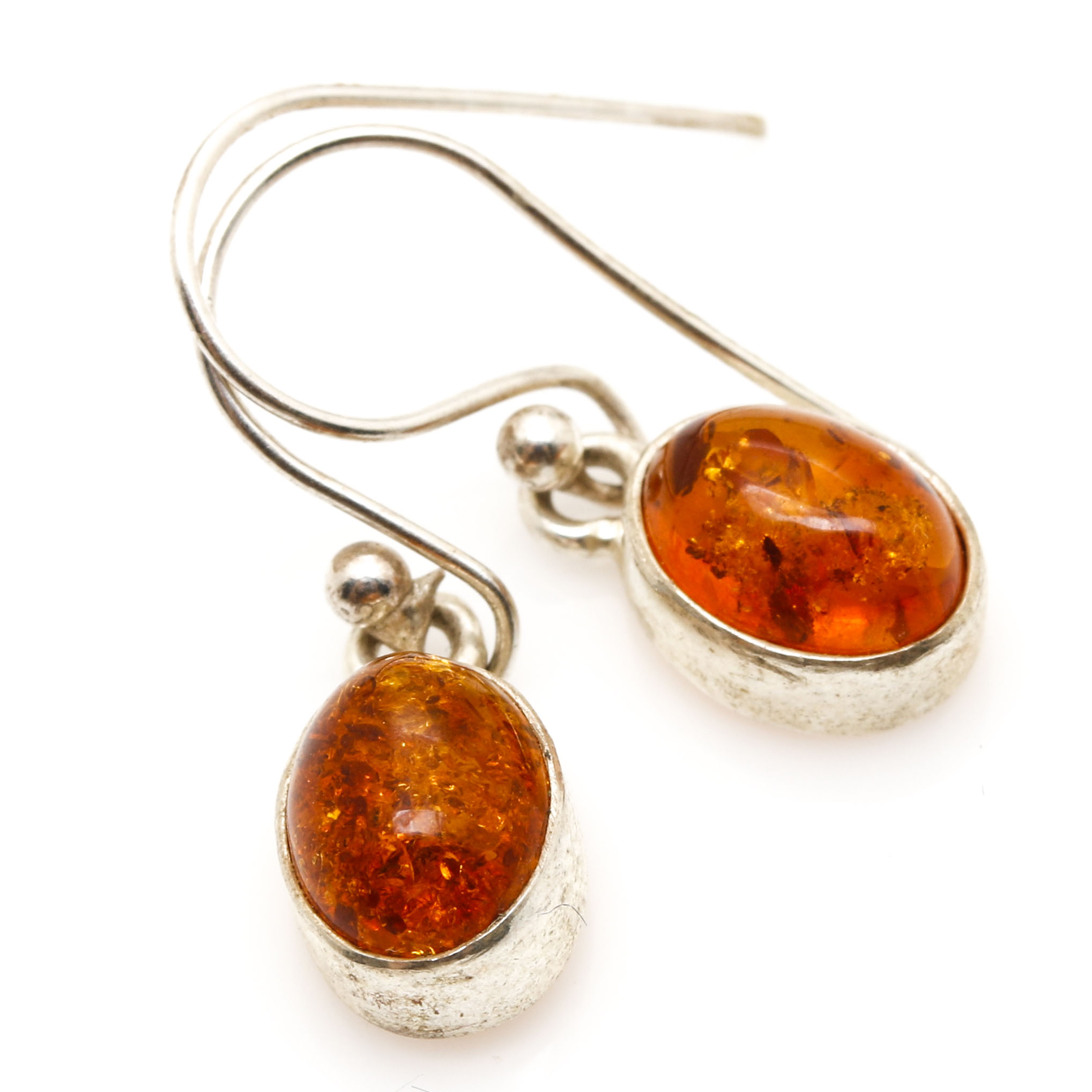 Sterling Silver Amber Necklace and Earrings
