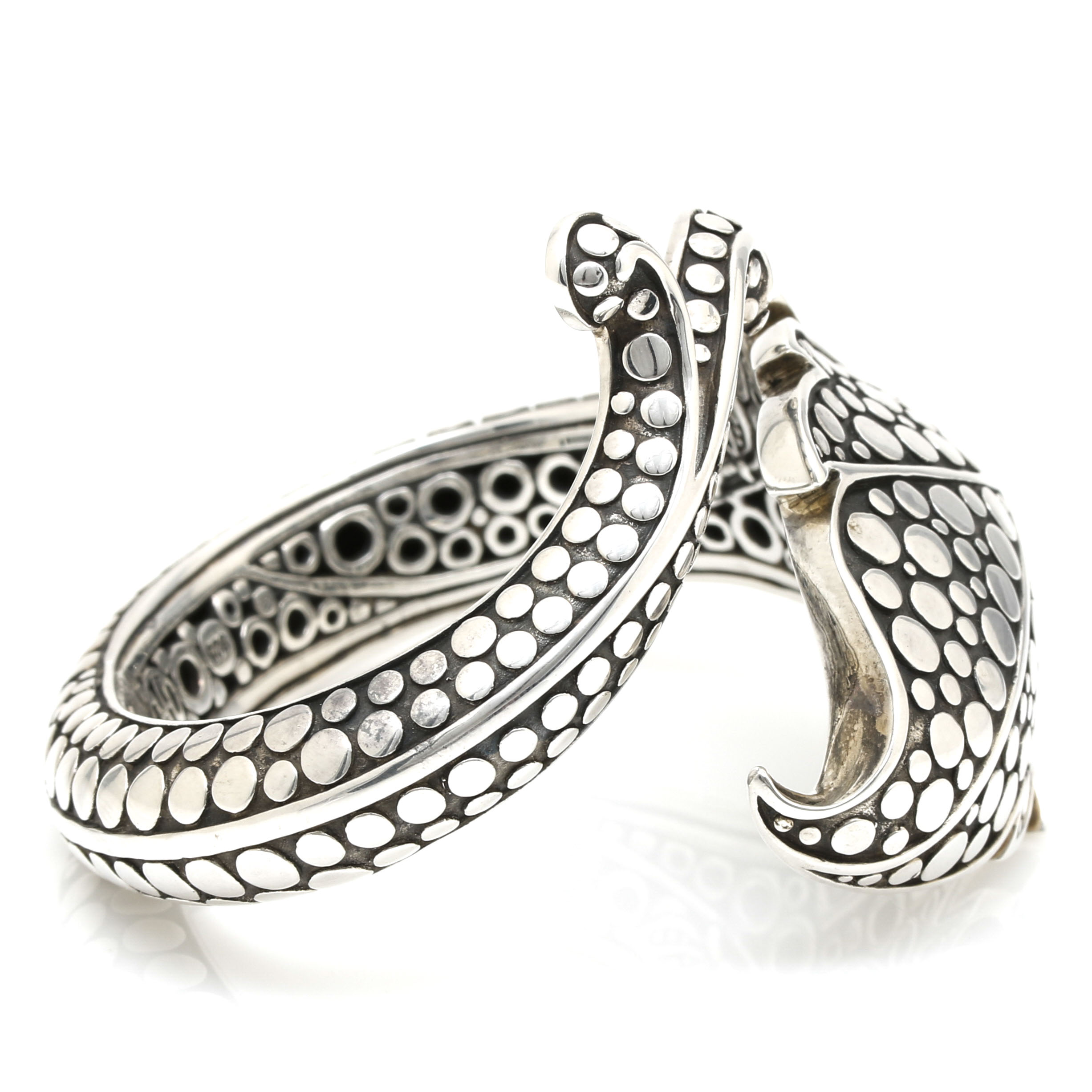 John Hardy "Dot" Collection Sterling Silver Hinged Leaf Cuff Bracelet