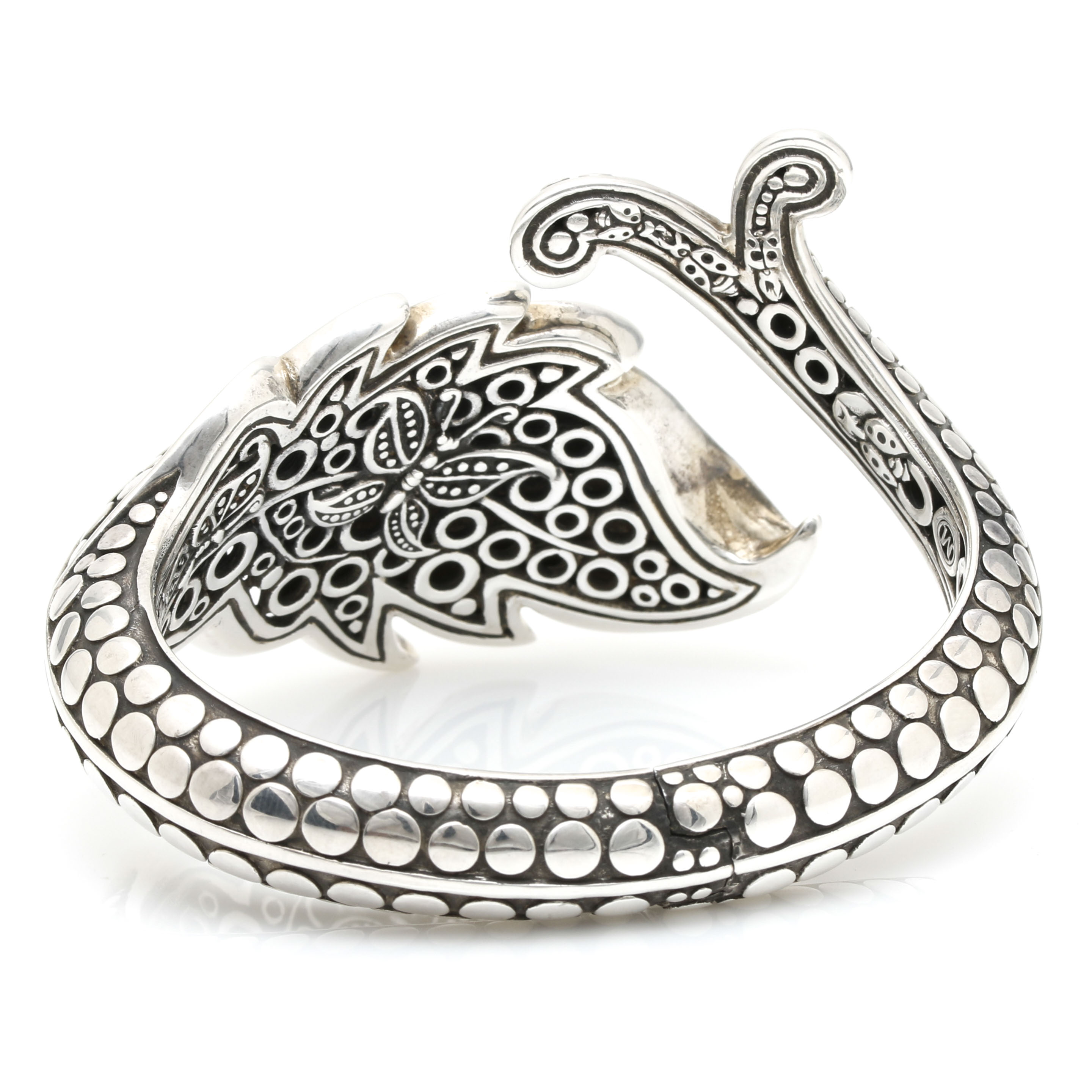 John Hardy "Dot" Collection Sterling Silver Hinged Leaf Cuff Bracelet