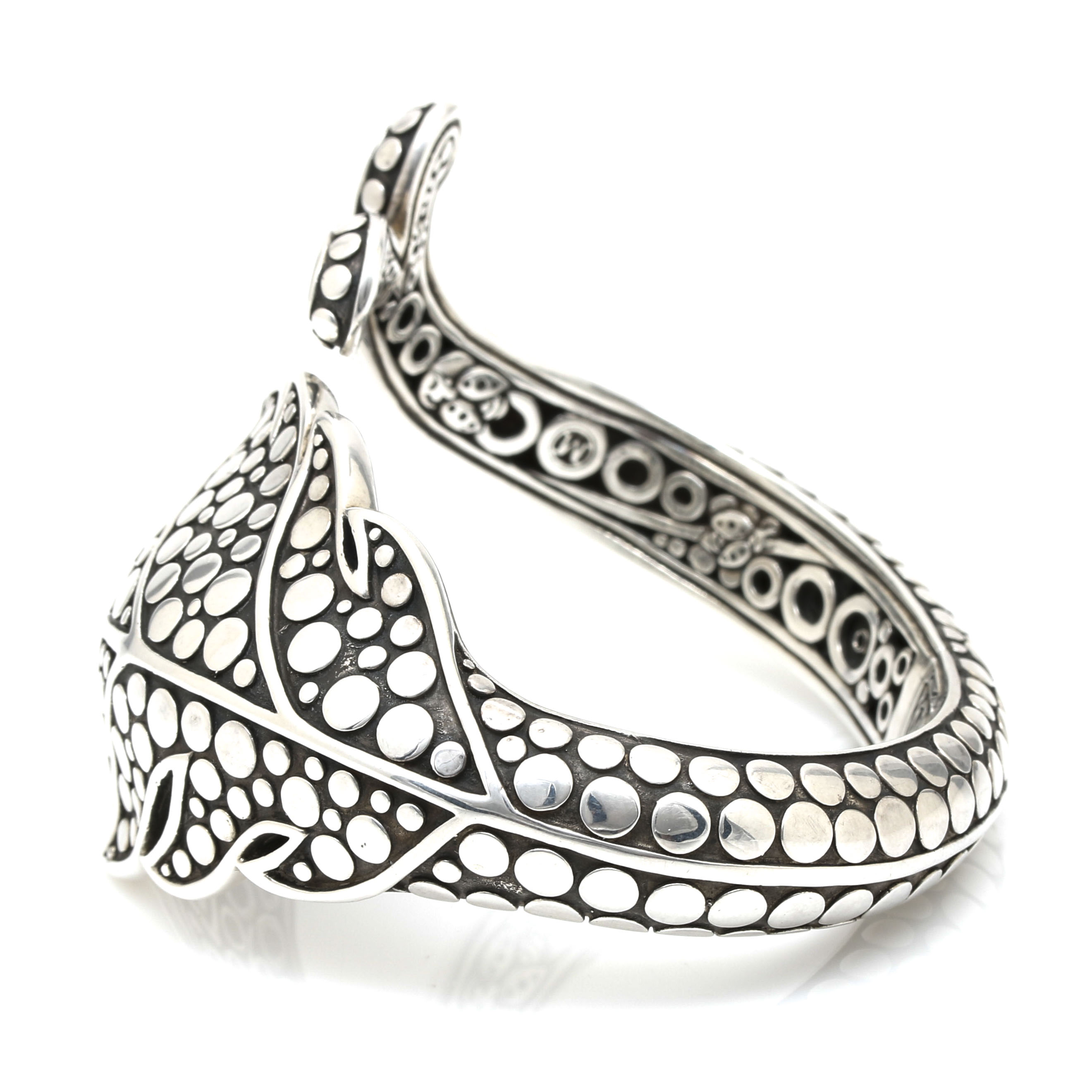 John Hardy "Dot" Collection Sterling Silver Hinged Leaf Cuff Bracelet