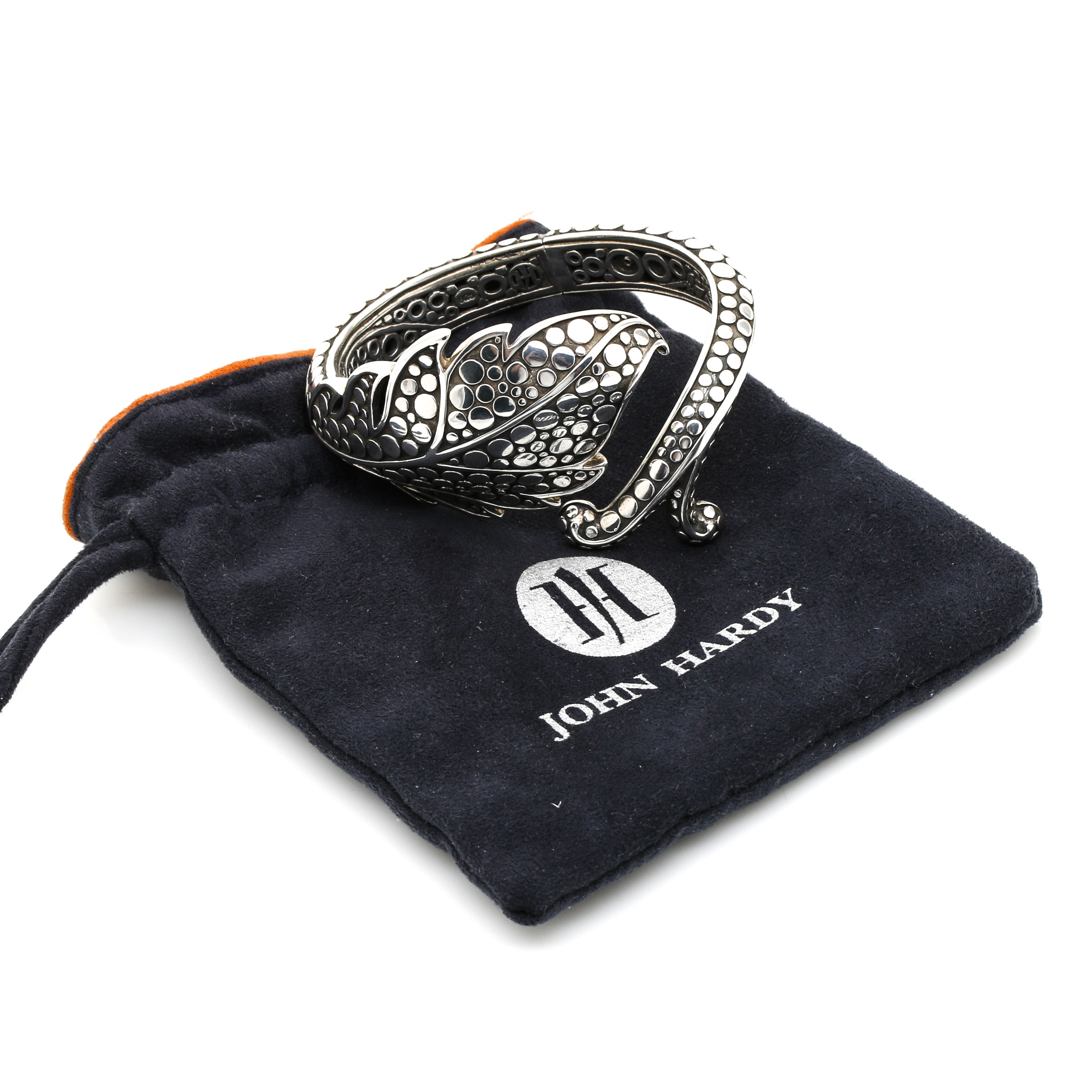 John Hardy "Dot" Collection Sterling Silver Hinged Leaf Cuff Bracelet