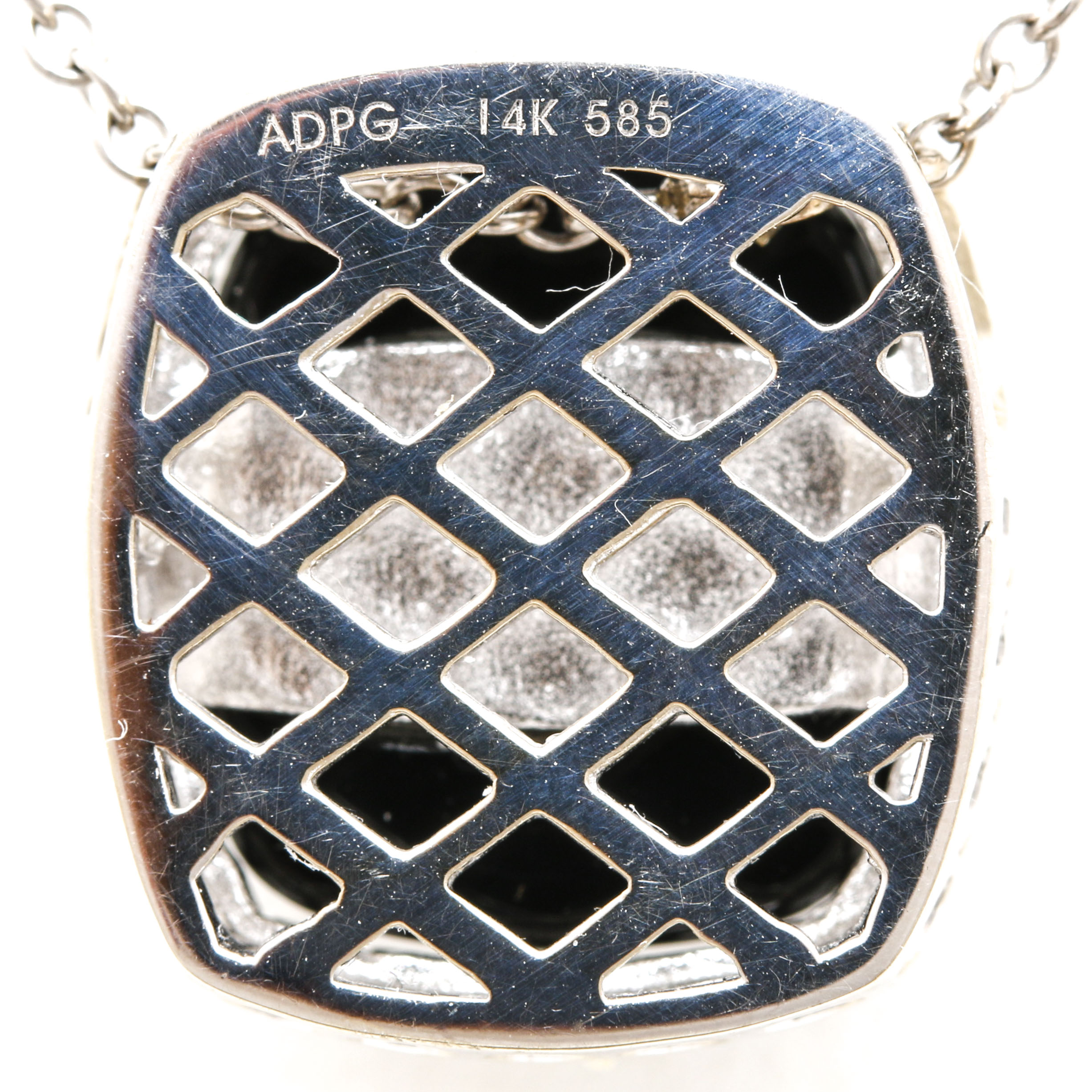 14K White Gold Black Onyx and Diamond Necklace