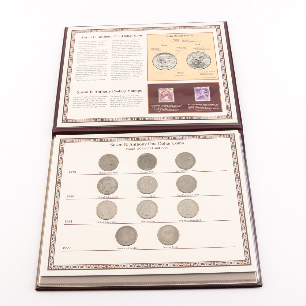 Susan B. Anthony U.S. Dollar Coin and Stamp Collection