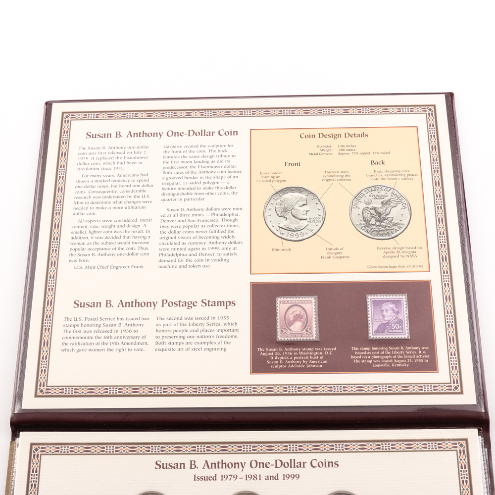 Susan B. Anthony U.S. Dollar Coin and Stamp Collection