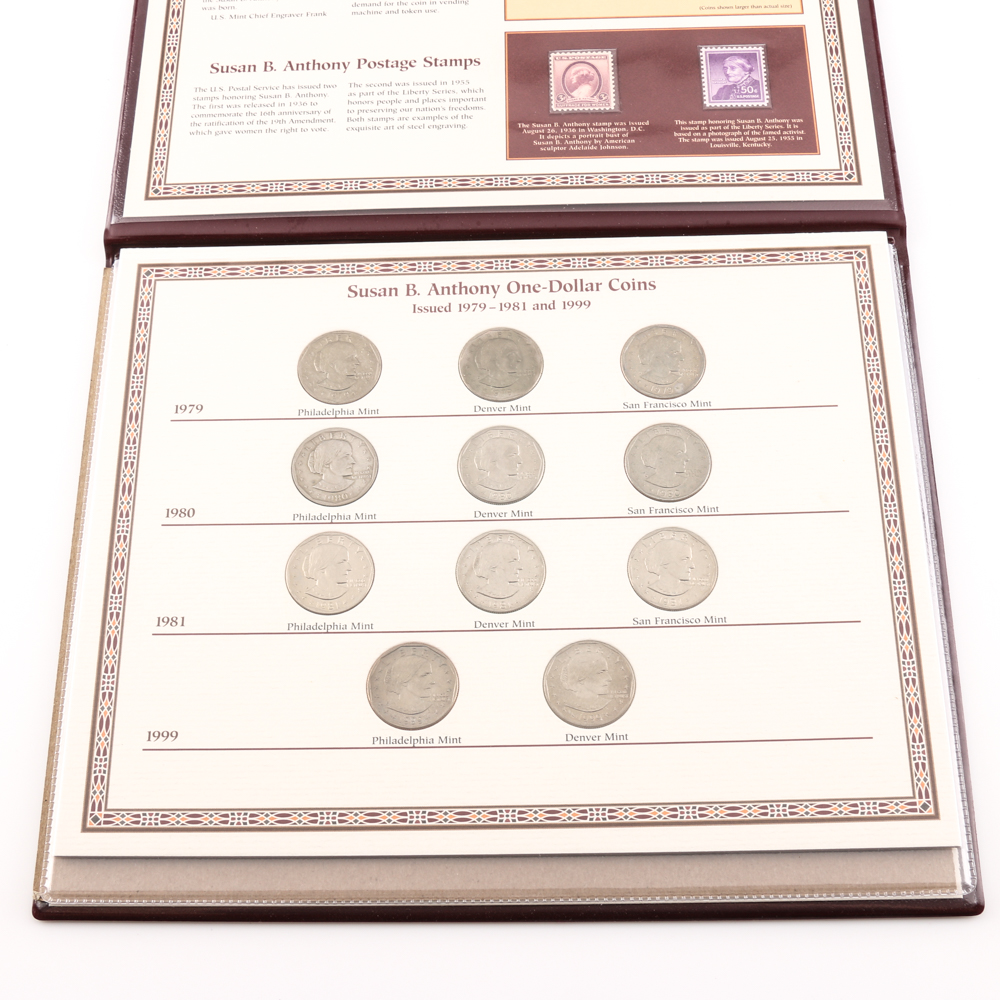 Susan B. Anthony U.S. Dollar Coin and Stamp Collection