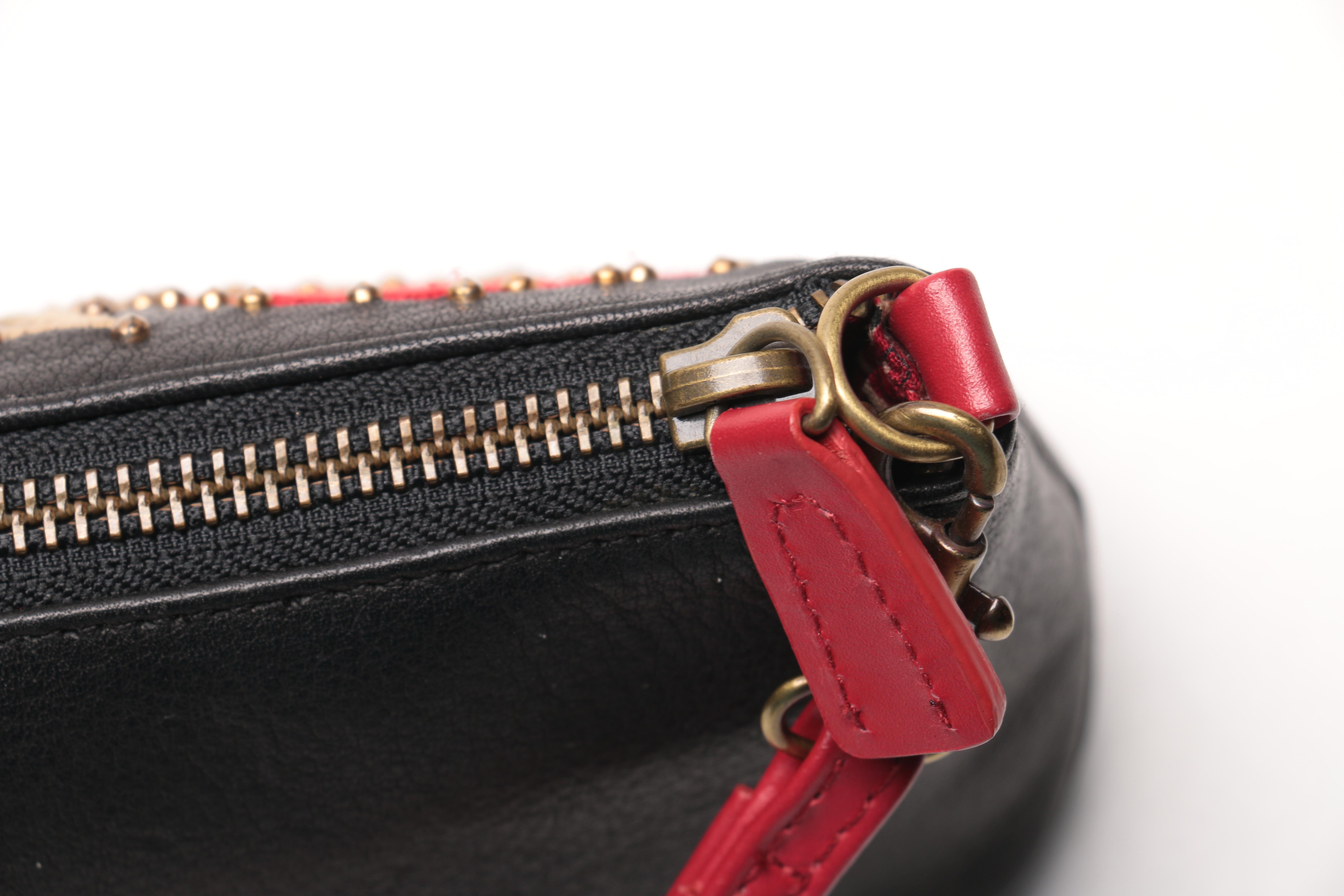 Isabella Fiore Wristlet With Leather Rose Embroidery