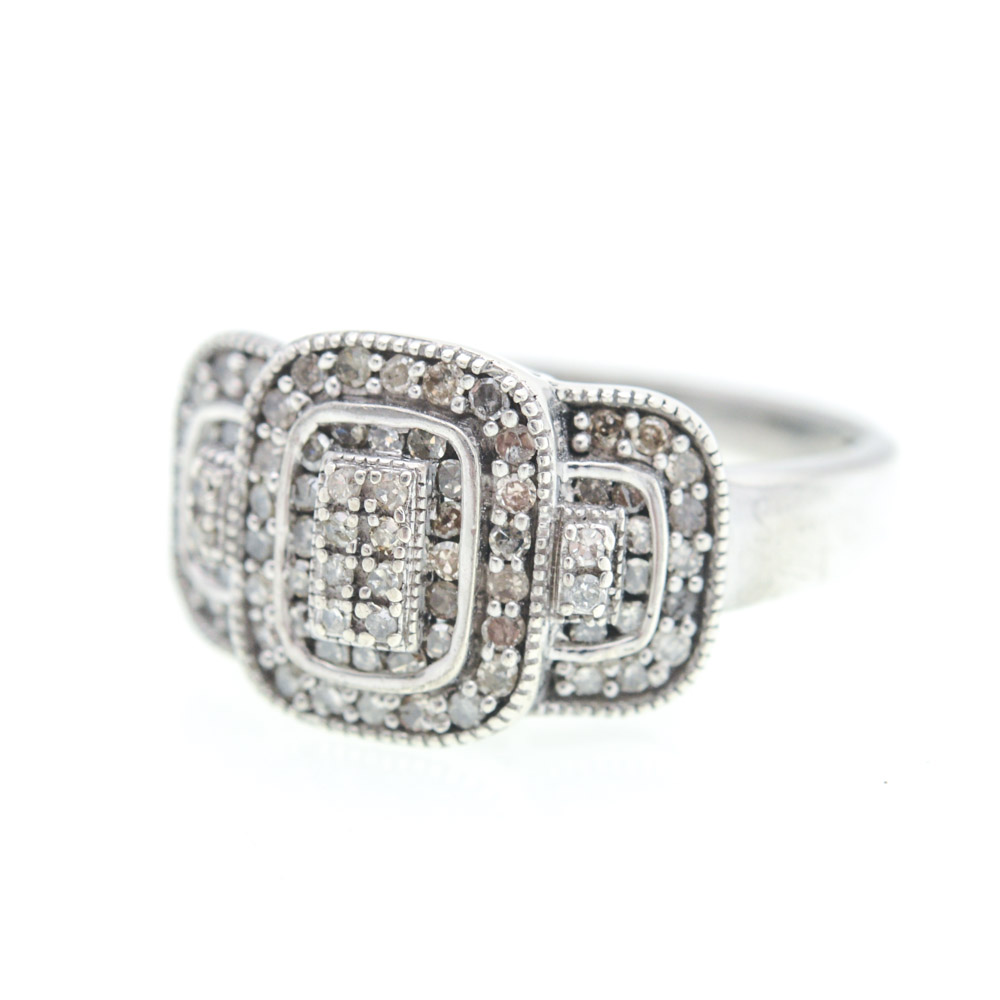 JTW Sterling Silver Diamond Ring EBTH