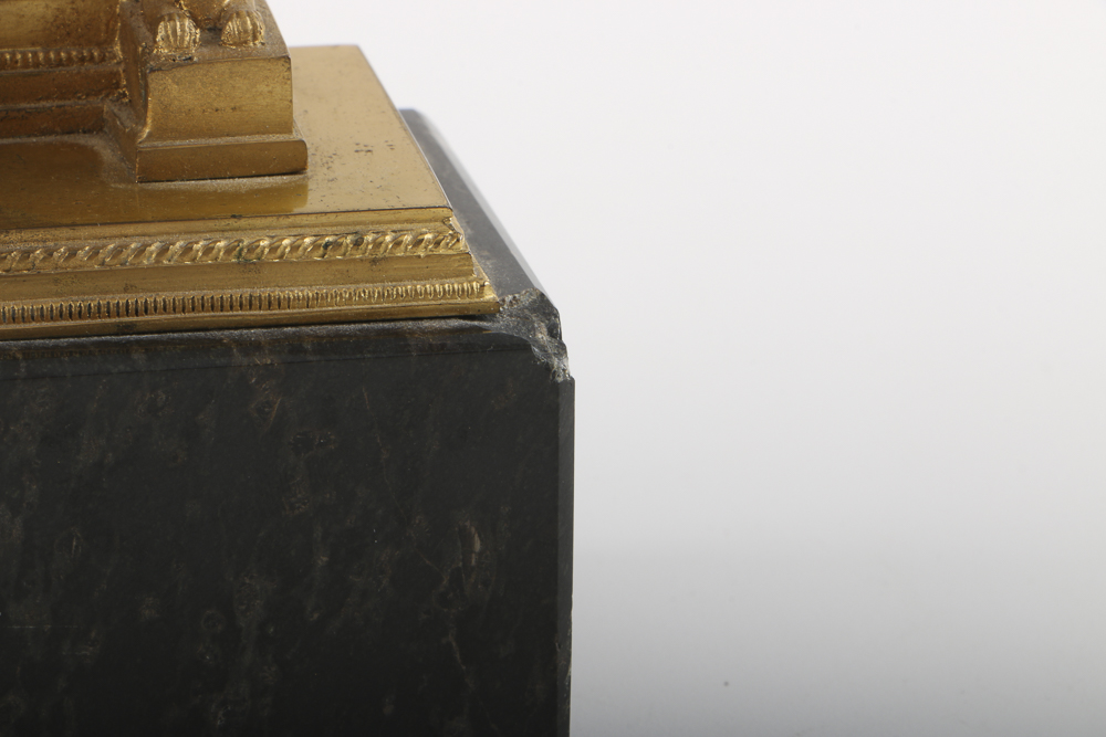 Antique Cast Brass Shrine with Porcelain Madonna and Child Plaque