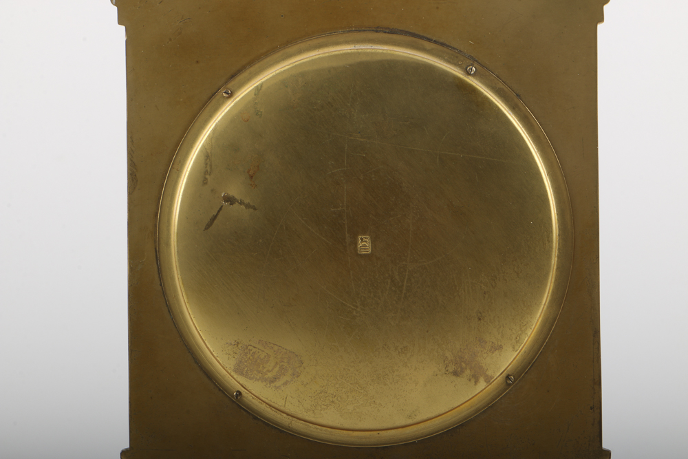 Antique Cast Brass Shrine with Porcelain Madonna and Child Plaque