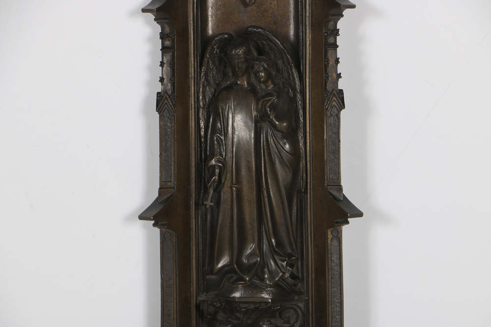 1856 German Bronze Holy Water Font Signed