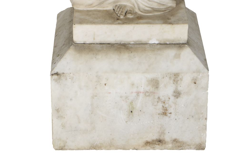 Early 20th Century Angel Carved Marble Holy Water Font