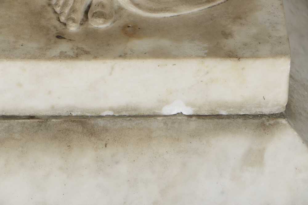 Early 20th Century Angel Carved Marble Holy Water Font