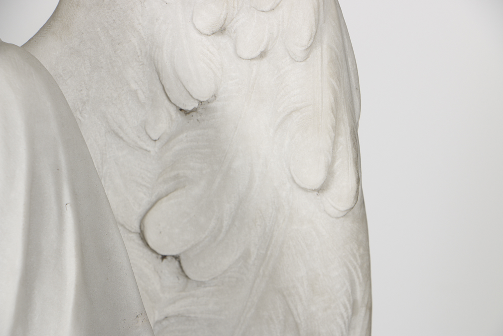 Early 20th Century Angel Carved Marble Holy Water Font