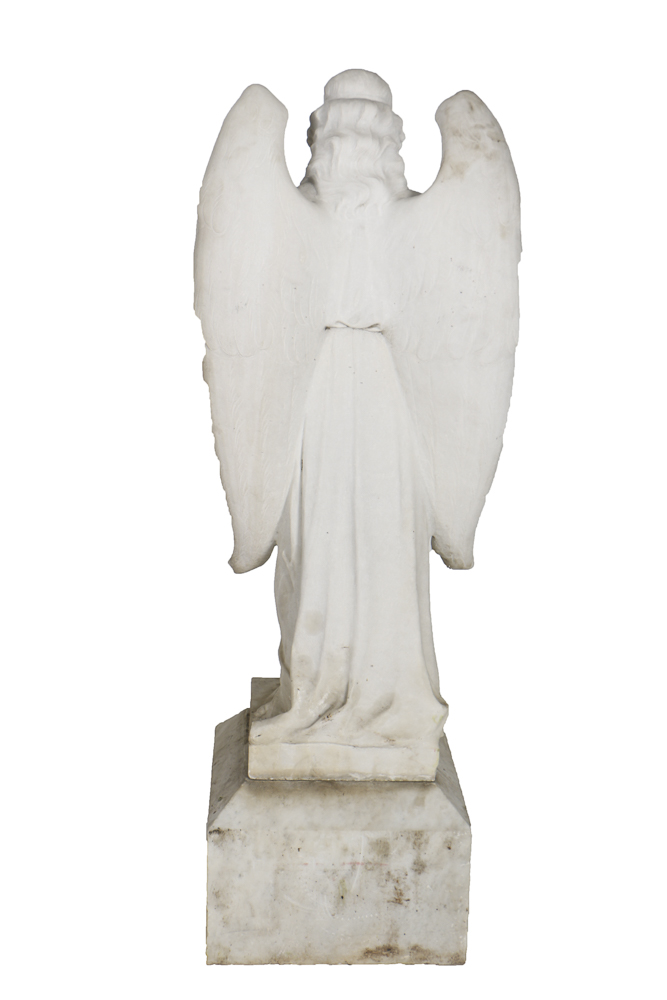 Early 20th Century Angel Carved Marble Holy Water Font