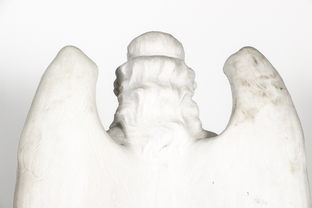 Early 20th Century Angel Carved Marble Holy Water Font