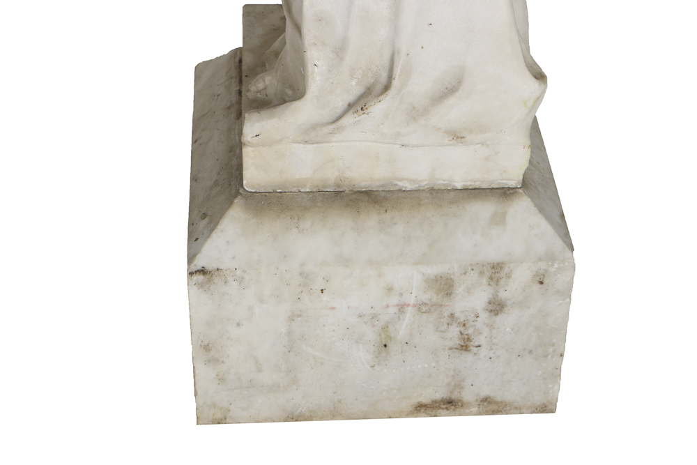 Early 20th Century Angel Carved Marble Holy Water Font