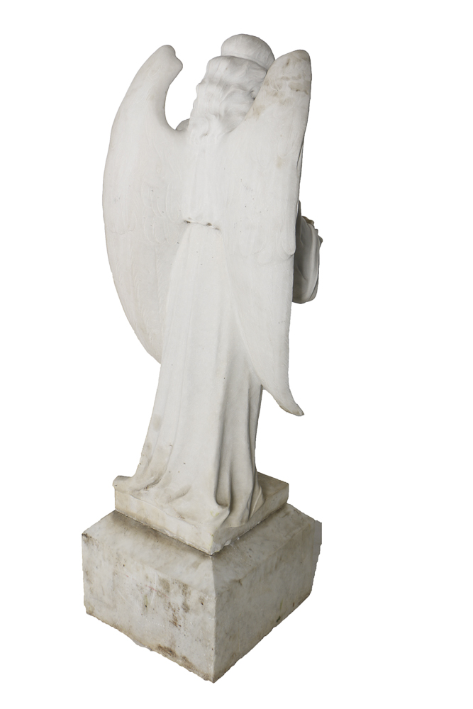 Early 20th Century Angel Carved Marble Holy Water Font