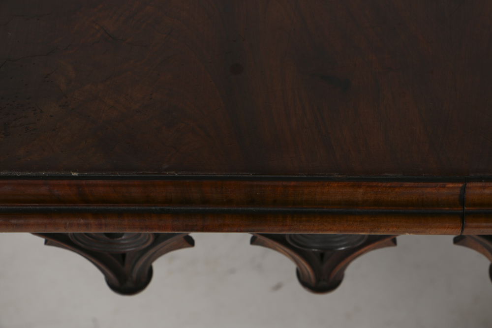 Gothic Revival Style Mahogany Wall Mirror and Console