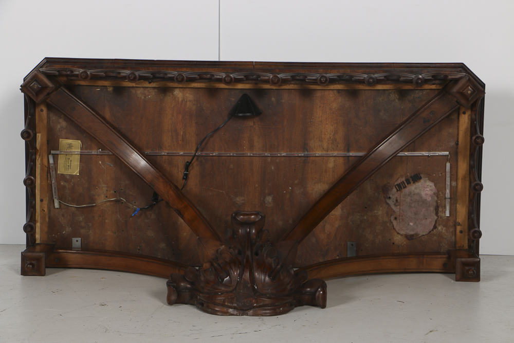 Gothic Revival Style Mahogany Wall Mirror and Console