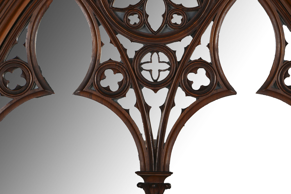 Gothic Revival Style Mahogany Wall Mirror and Console