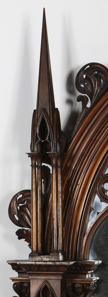 Gothic Revival Style Mahogany Wall Mirror and Console