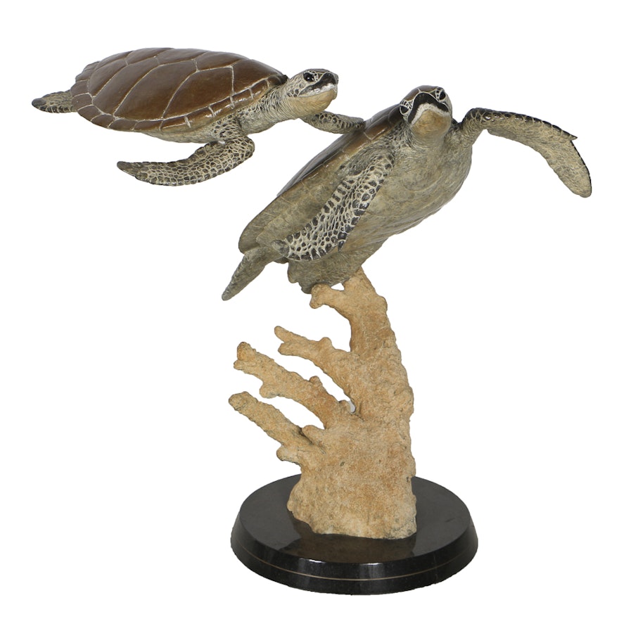 Robert Wyland Limited Edition Bronze Sculpture of Sea Turtles