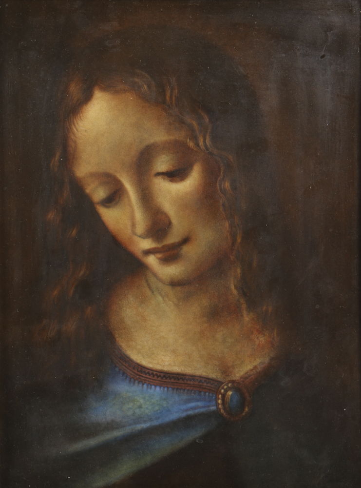 Rosenthal Hand Painted Porcelain Plaque after Leonardo Da Vinci's "Madonna of the Rocks"