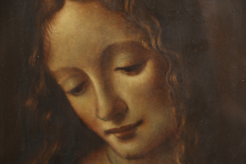 Rosenthal Hand Painted Porcelain Plaque after Leonardo Da Vinci's "Madonna of the Rocks"
