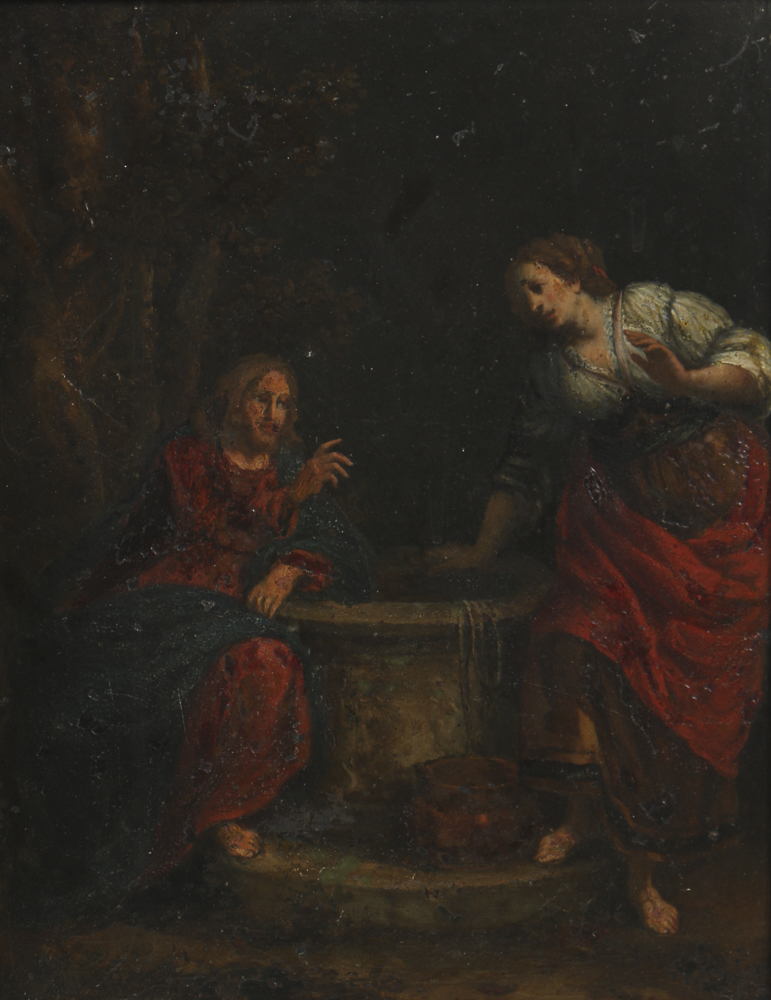 18th-Century Oil Painting on Stone after Paolo Caliari