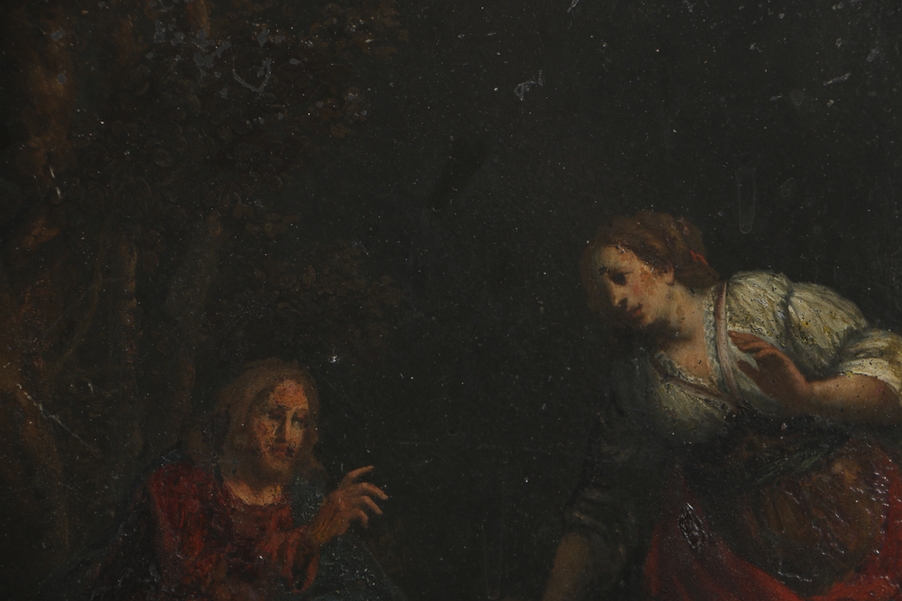 18th-Century Oil Painting on Stone after Paolo Caliari