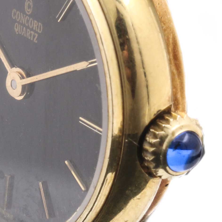 Concord 14K Yellow Gold Black Leather Watch