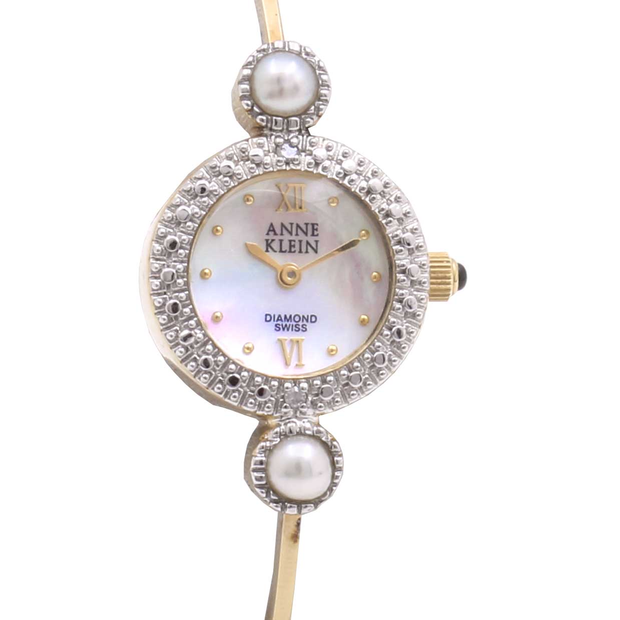 Anne Klein Stainless Steel and Gold Tone Diamond Watch