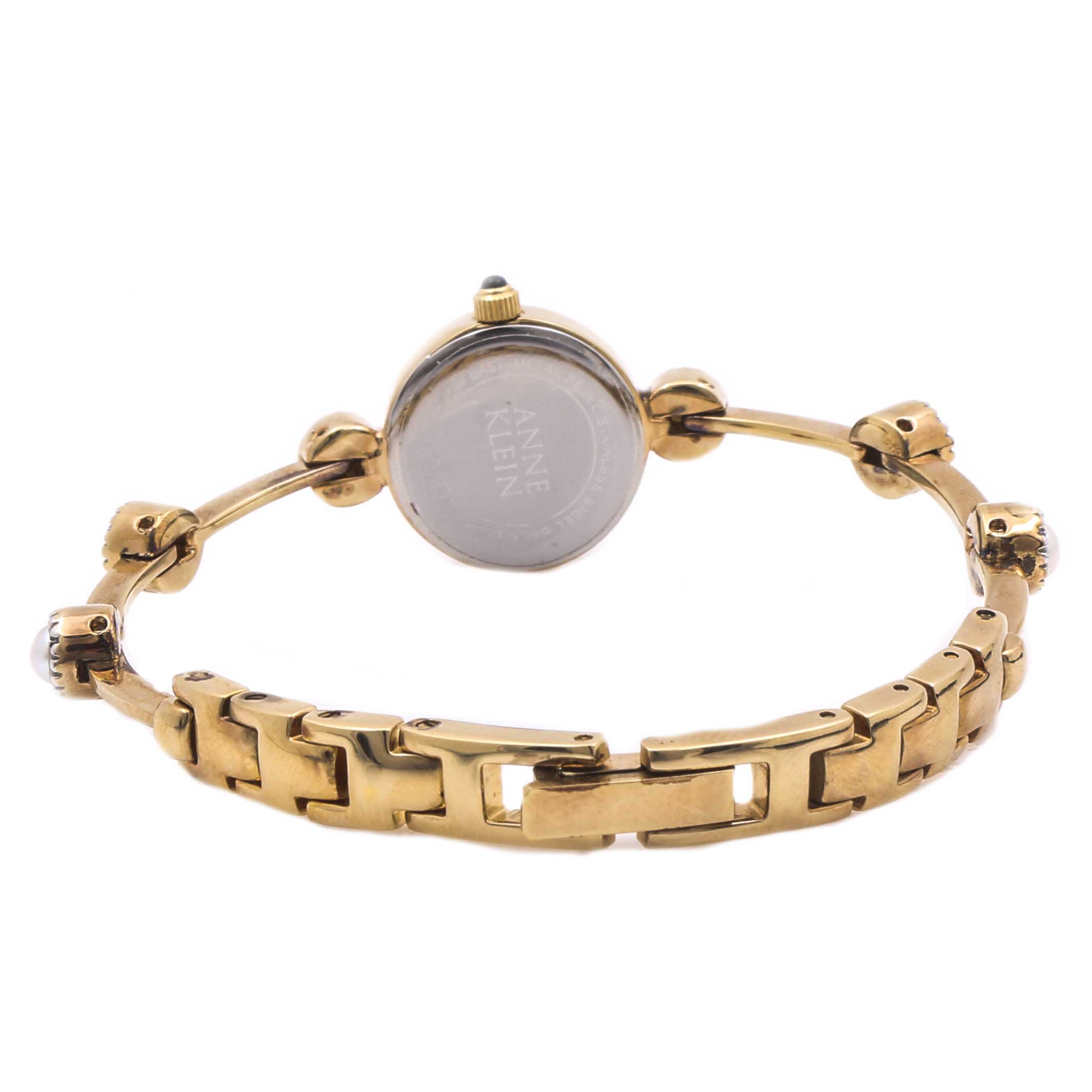 Anne Klein Stainless Steel and Gold Tone Diamond Watch