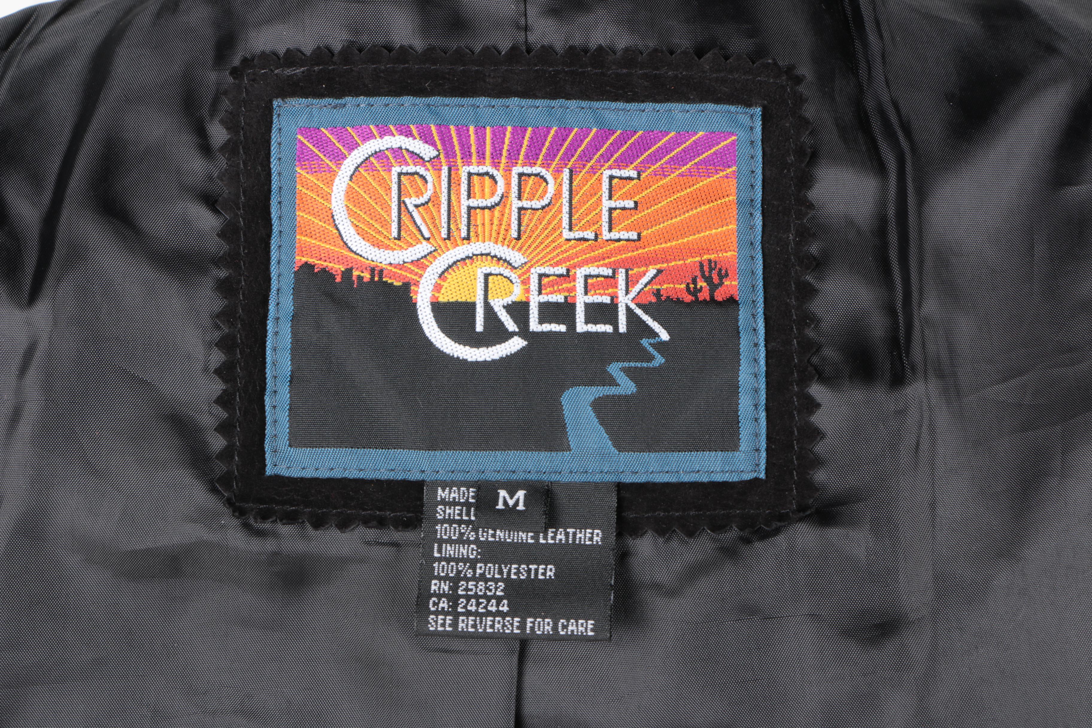 Black Suede Jacket and Tan Suede Embroidered Shawl by Cripple Creek