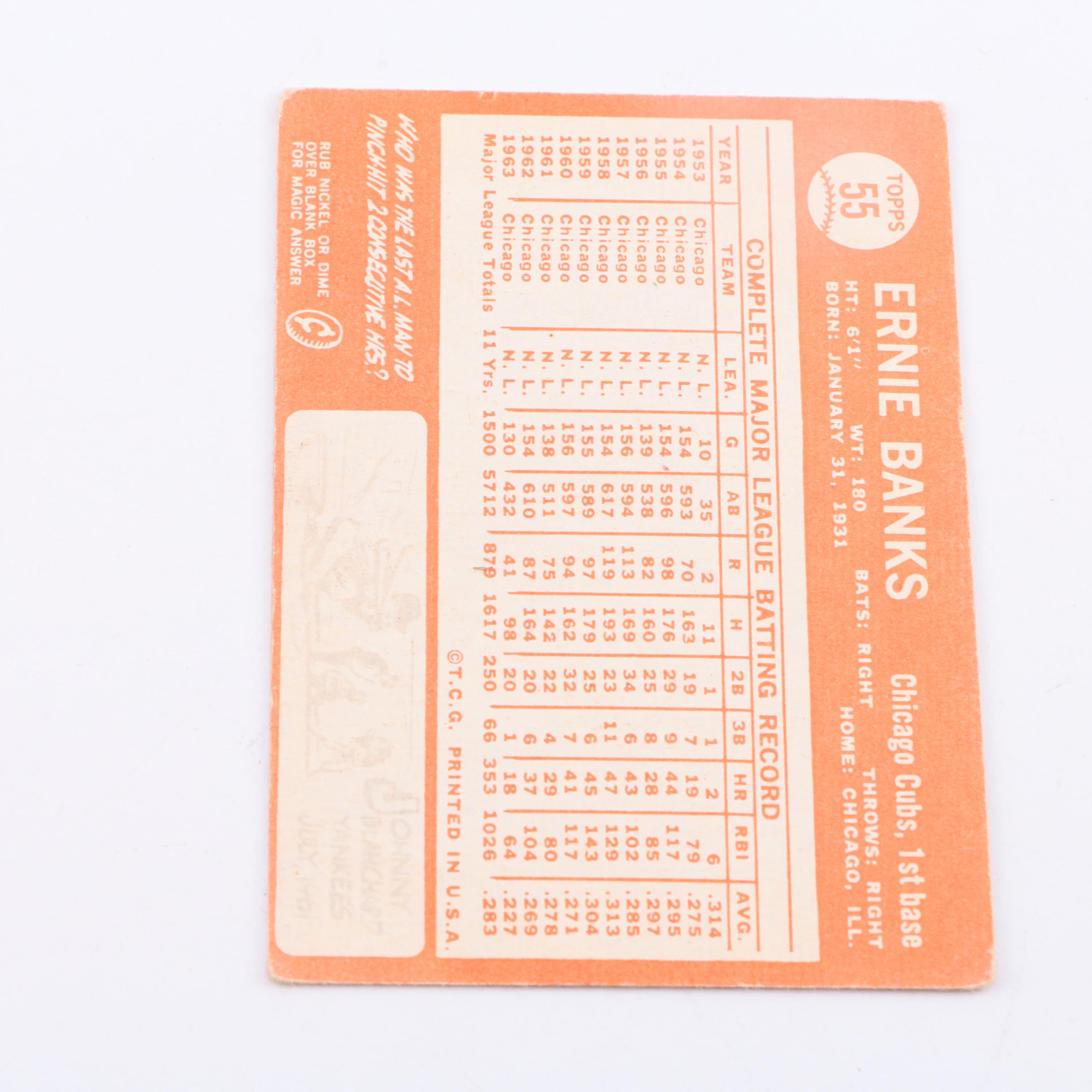 Collection of Vintage Ernie Banks Baseball Cards