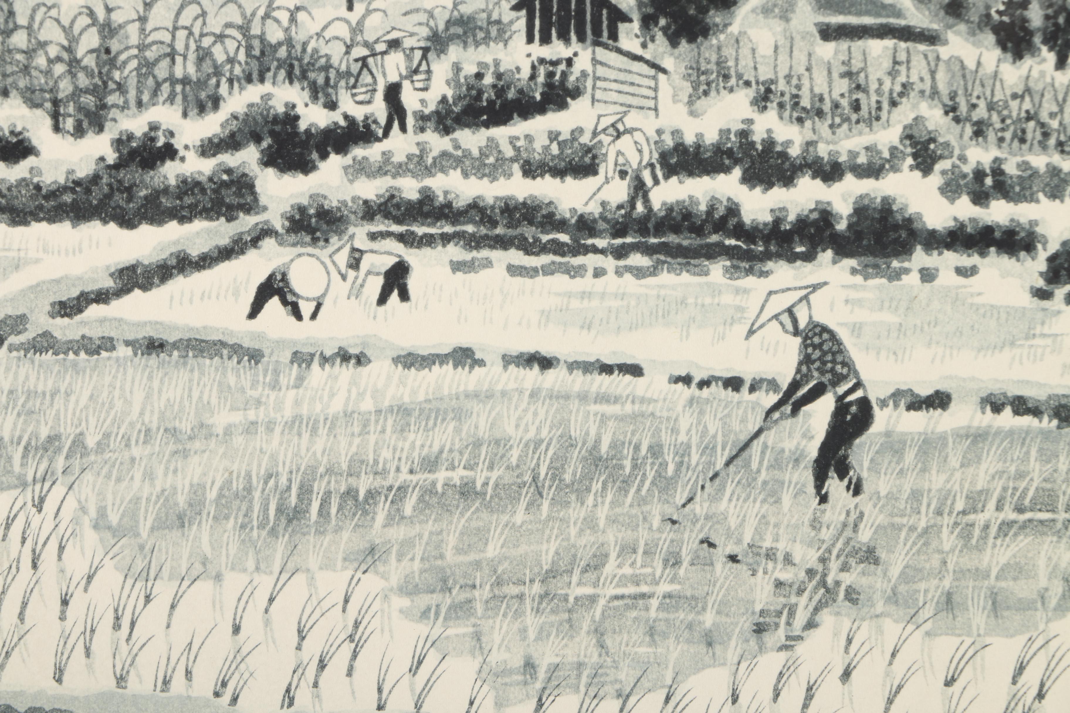 Kotozuka Eiichi Woodblock Prints "Dropping Cherry Blossoms" and "Countryside scene of Northern Kyoto"