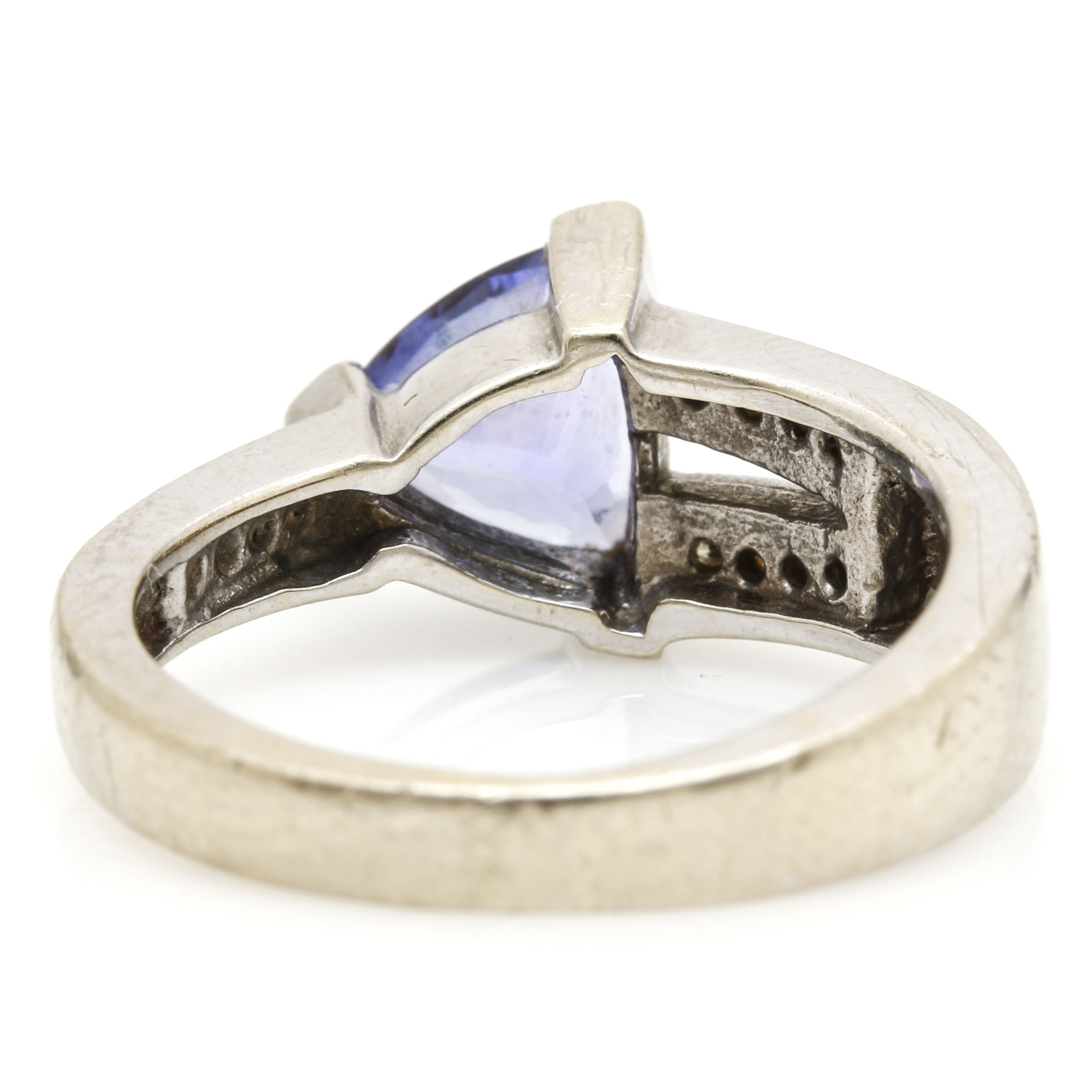 14K White Gold Tanzanite and Diamond Ring