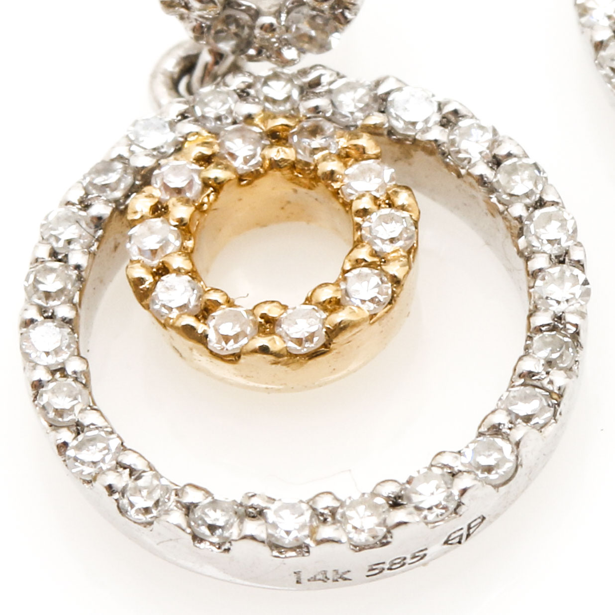 14K White and Yellow Gold Diamond and Pearl Earrings