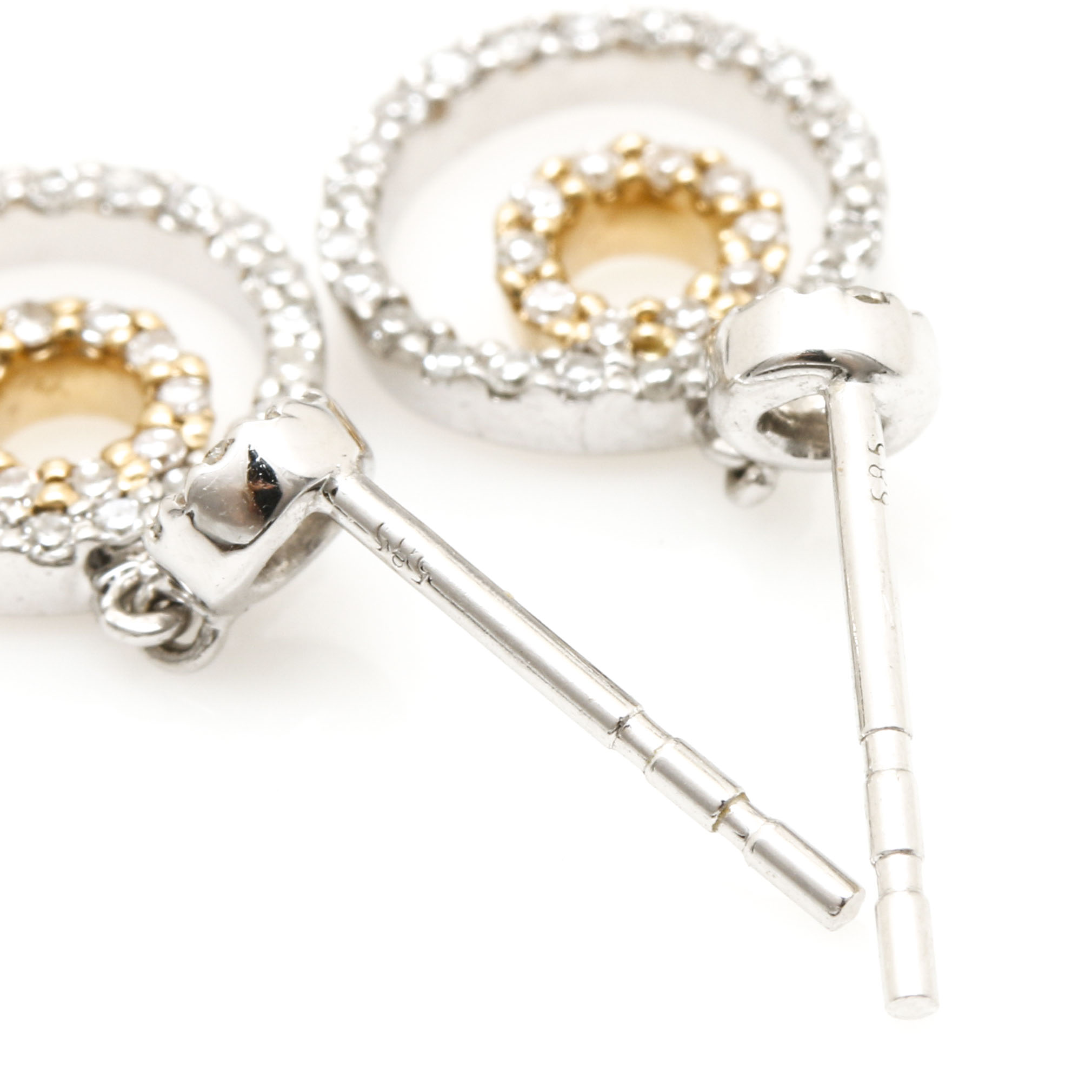 14K White and Yellow Gold Diamond and Pearl Earrings