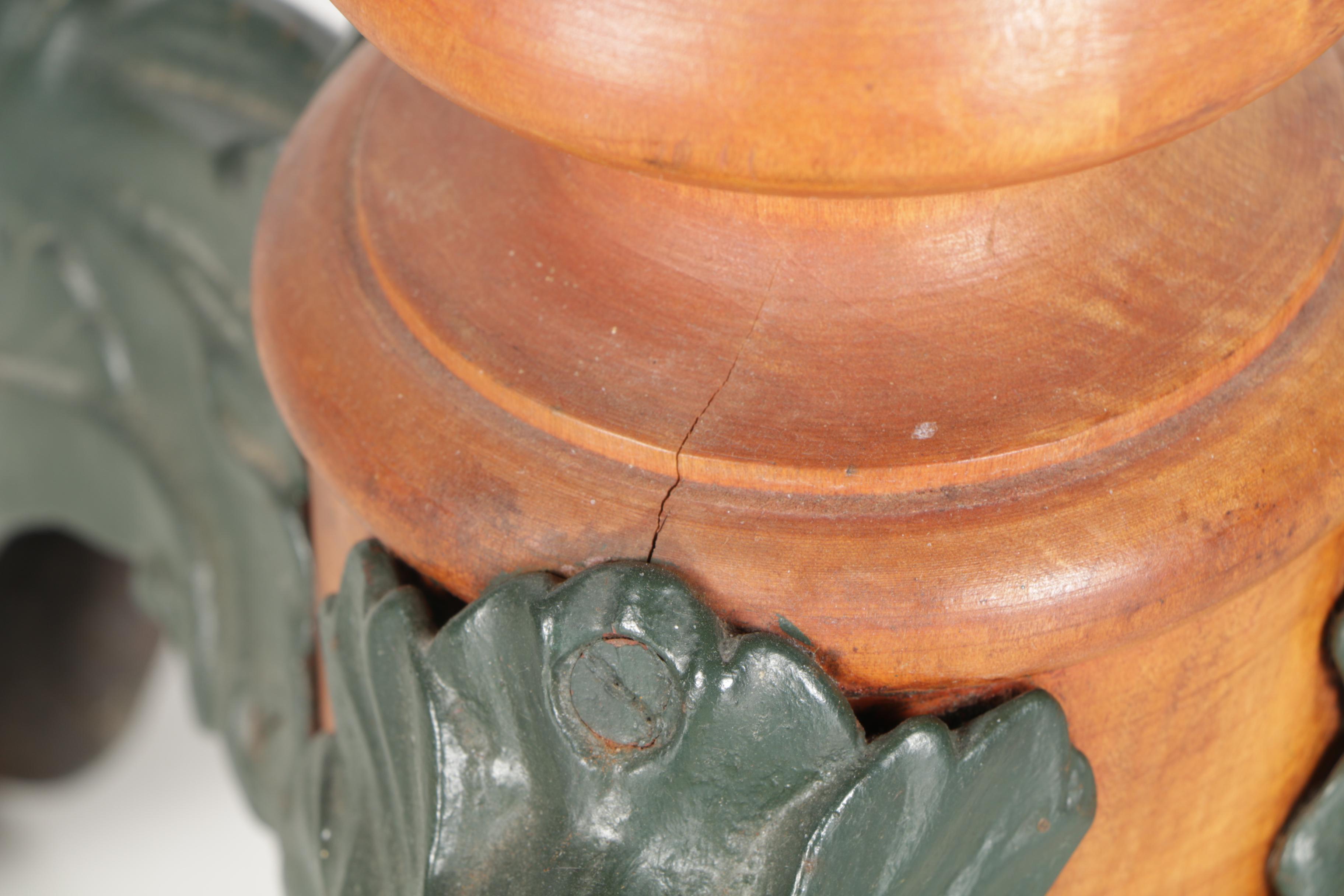 Antique Piano Stool With Cast Iron Legs