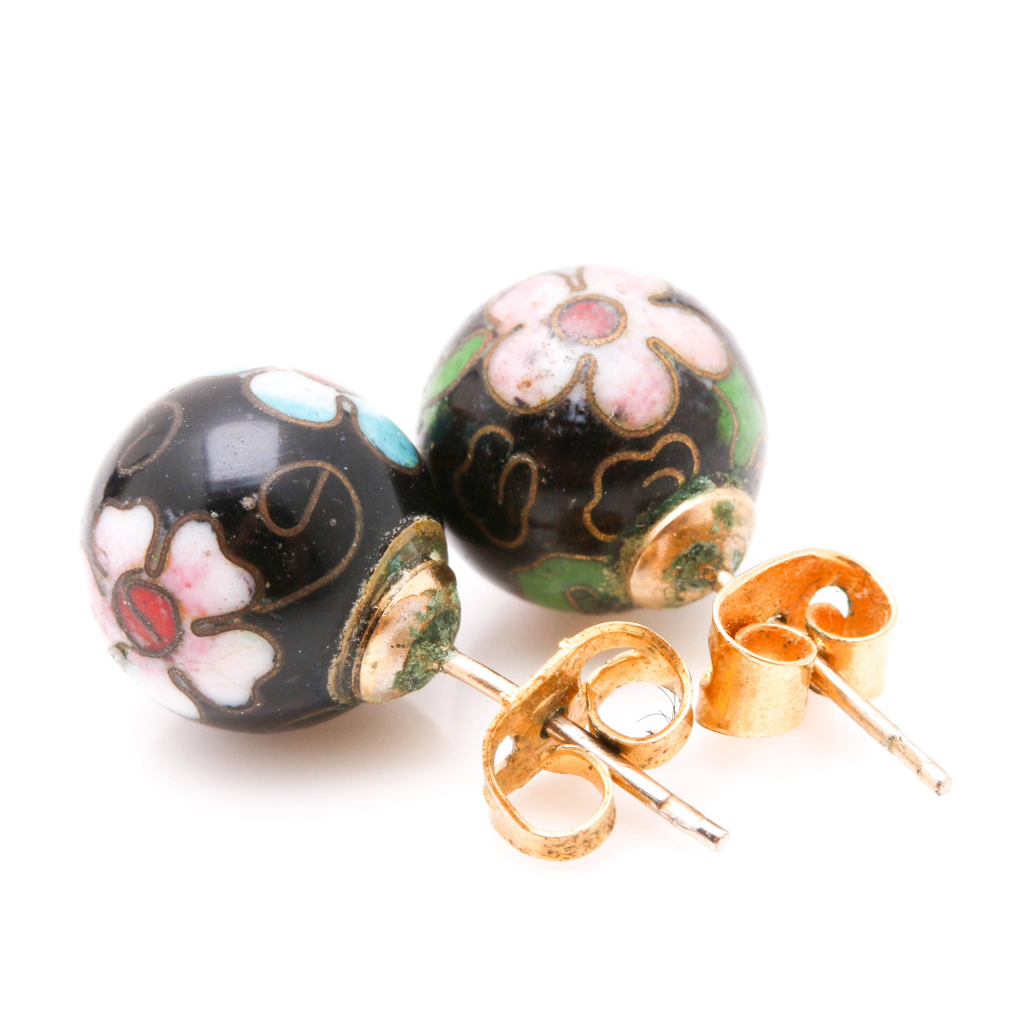 Assortment of Cloisonné Enamel Stud Earrings and Vase Pendant