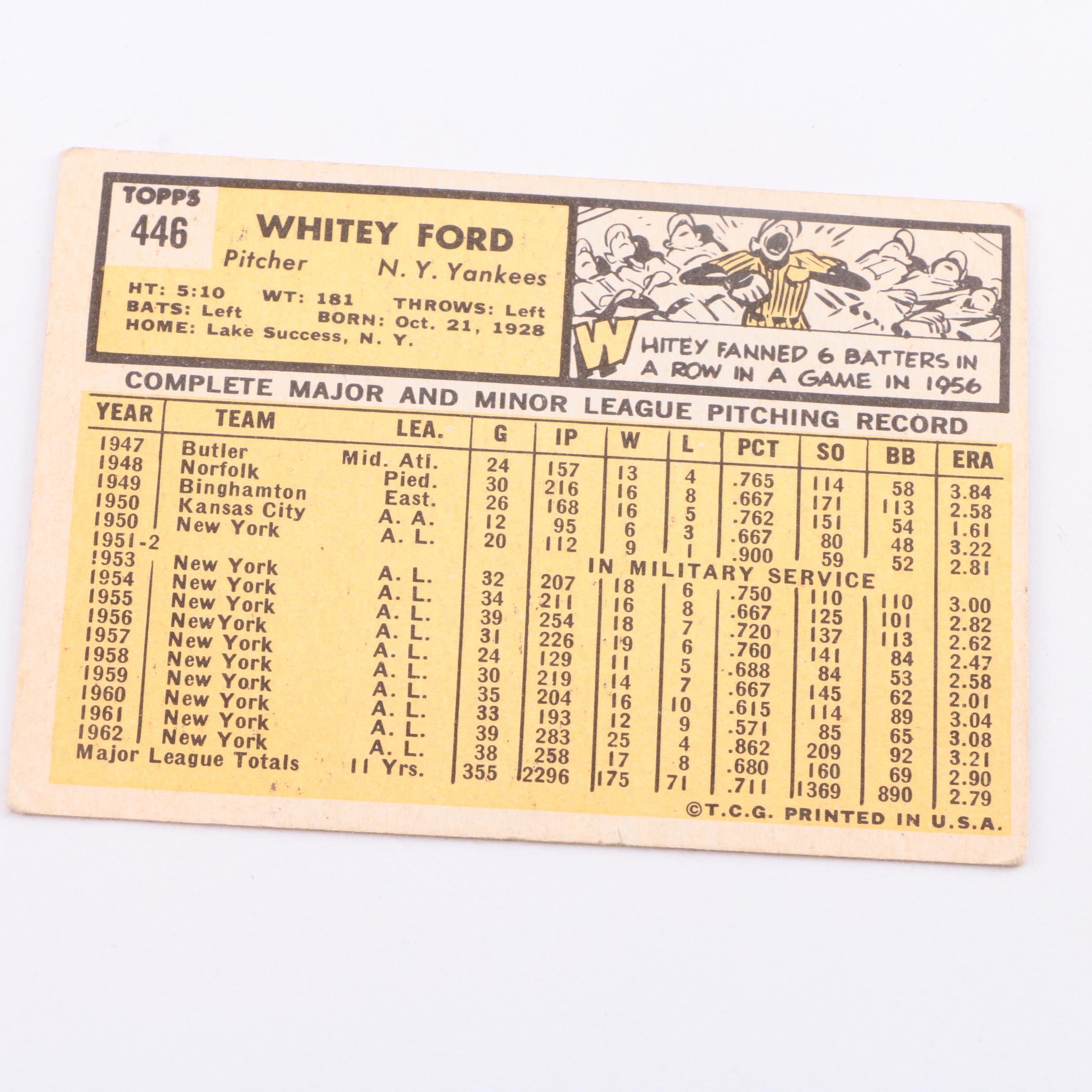 Whitey Ford Baseball Cards