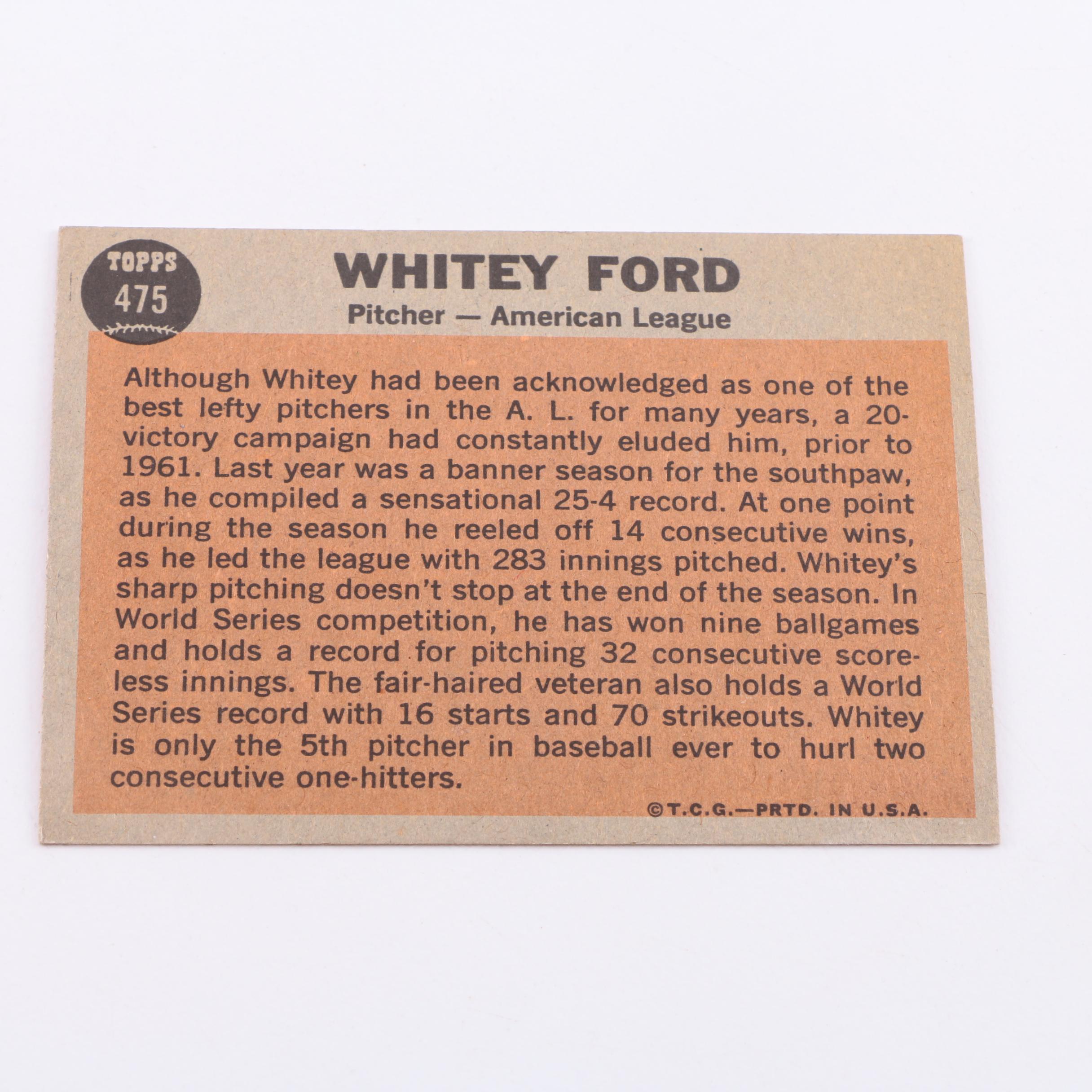 Whitey Ford Baseball Cards