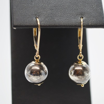 14K Yellow Gold and Sterling Silver Pierced Earrings