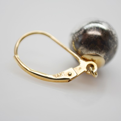 14K Yellow Gold and Sterling Silver Pierced Earrings