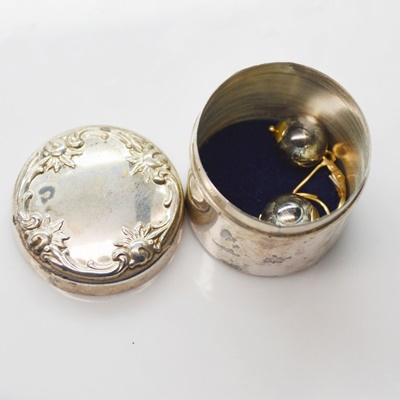 14K Yellow Gold and Sterling Silver Pierced Earrings