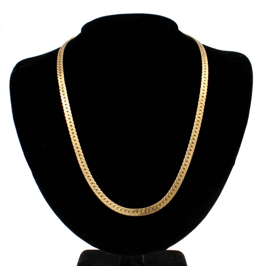 14K Yellow Gold Herringbone Necklace Chain
