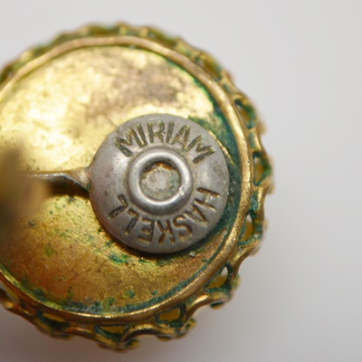 Miriam Haskell Faux Pearl Necklace and Pierced Earrings