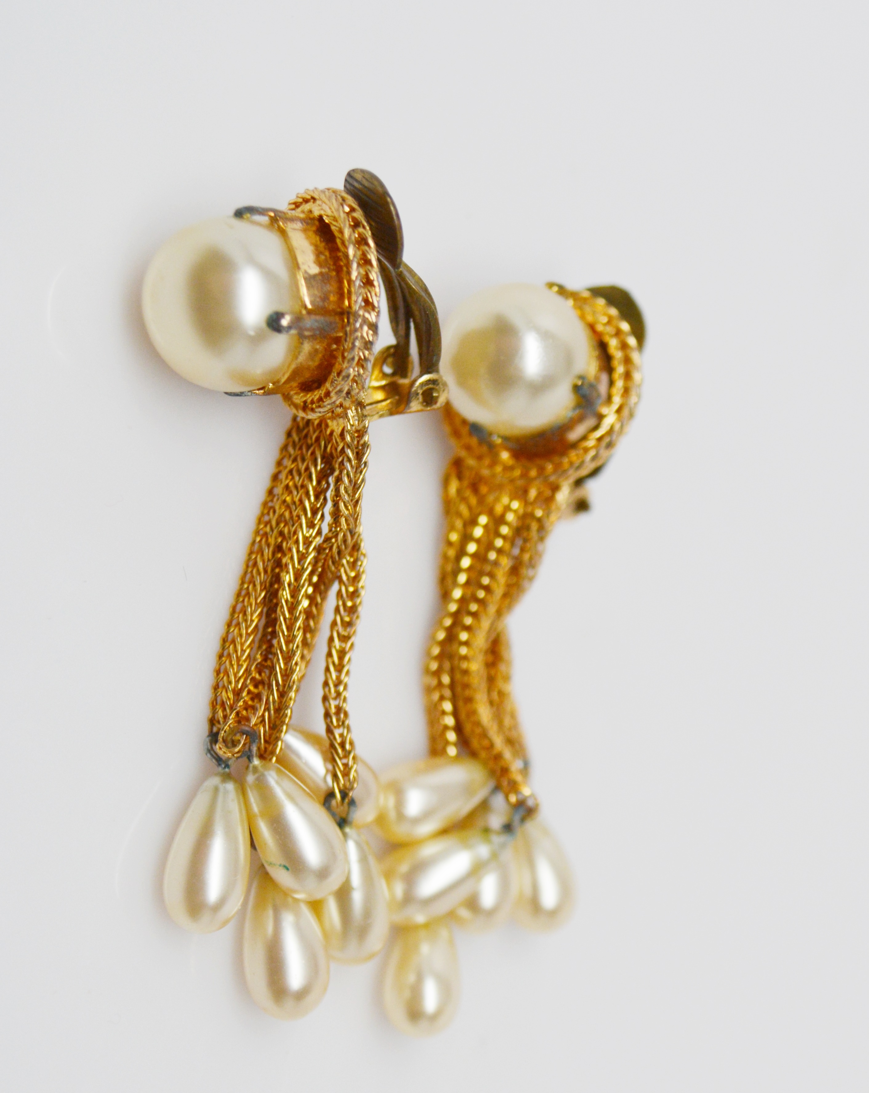 Miriam Haskell Faux Pearl Necklace and Multiple Clip-On Earrings